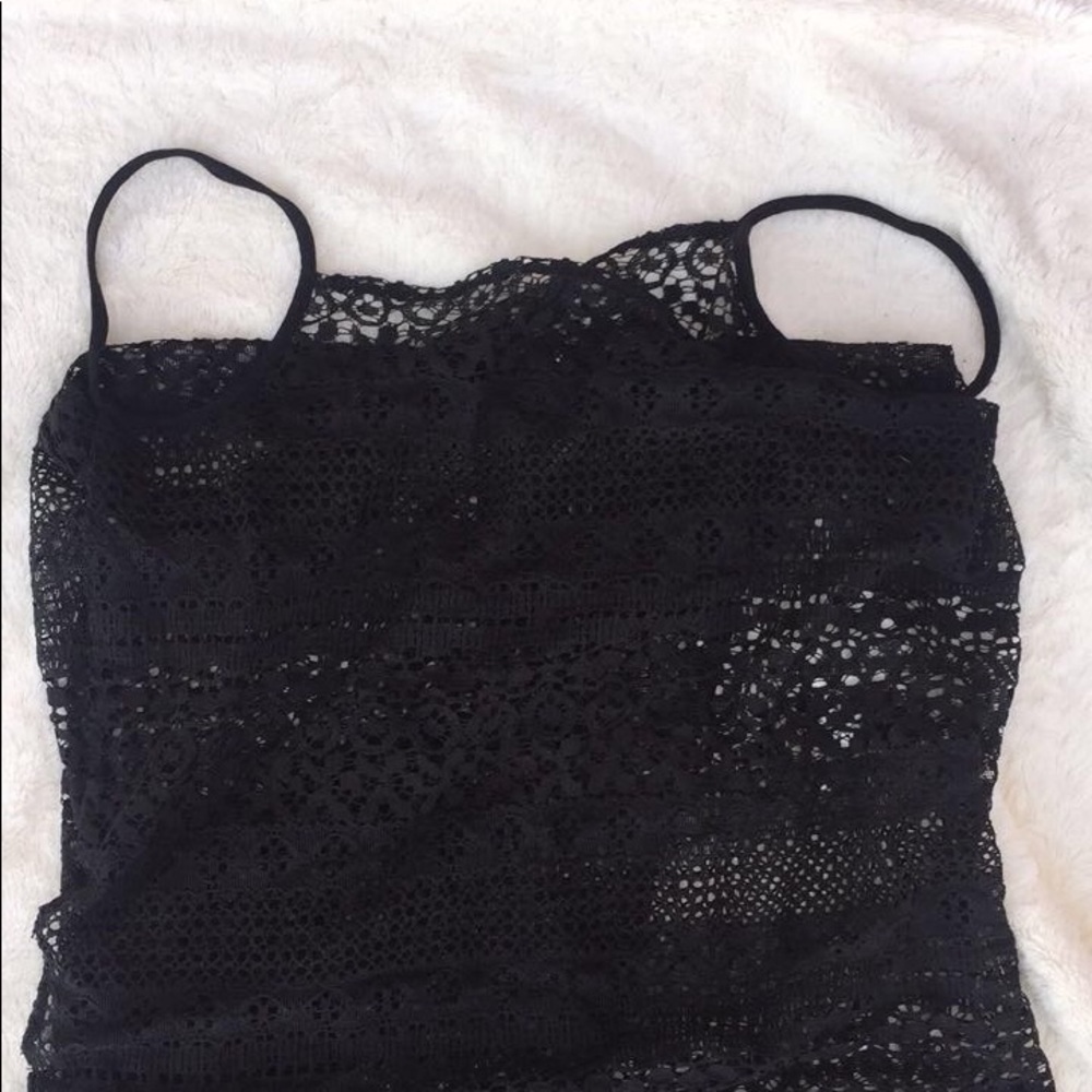Black lace wrap swimsuit coverup top